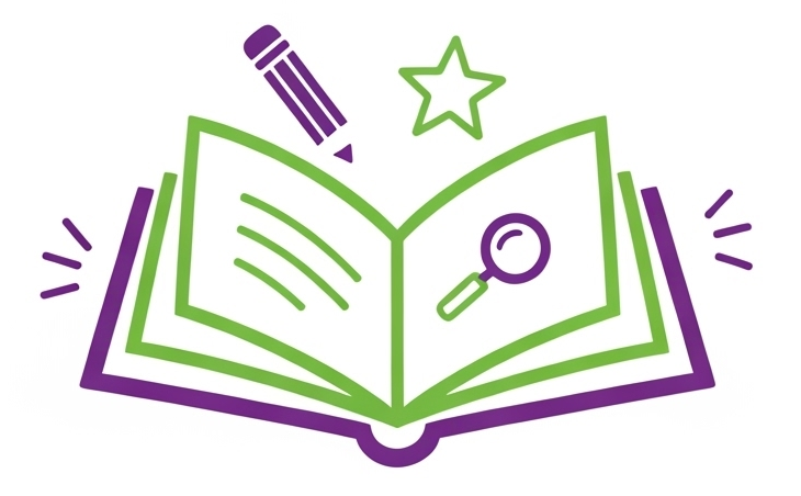 simple logo green and purple activity book